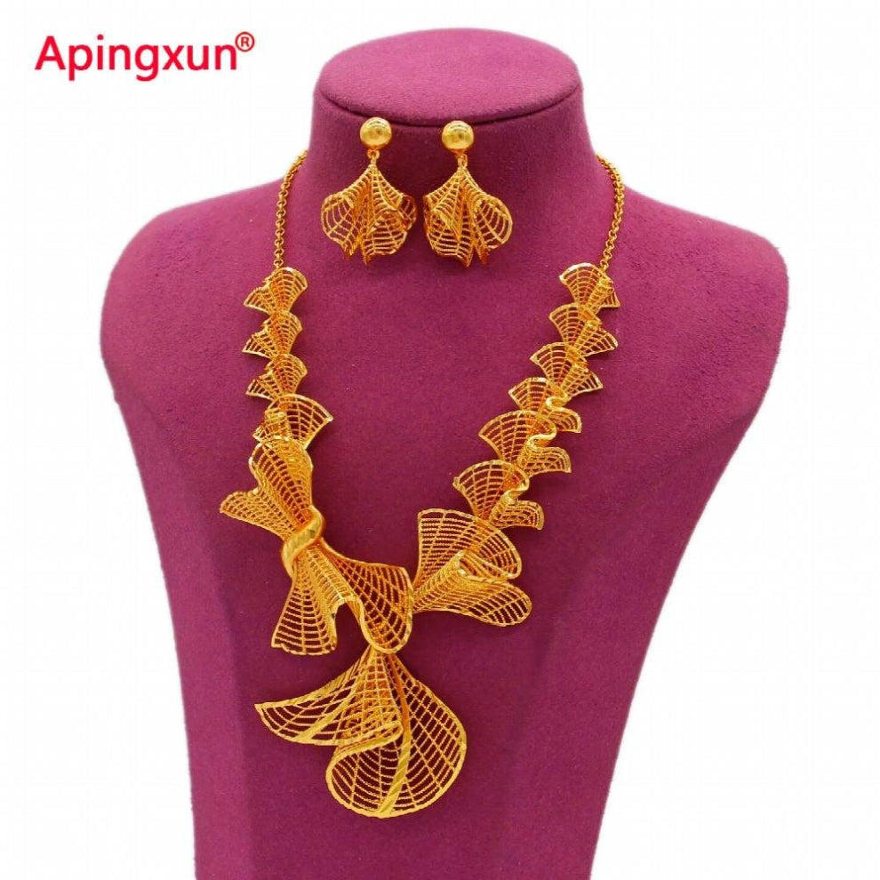 Selfdom Shape Arrival Necklace-Earrings Sets for Ethiopian Dubai Women Wedding Jewelry Arab Party