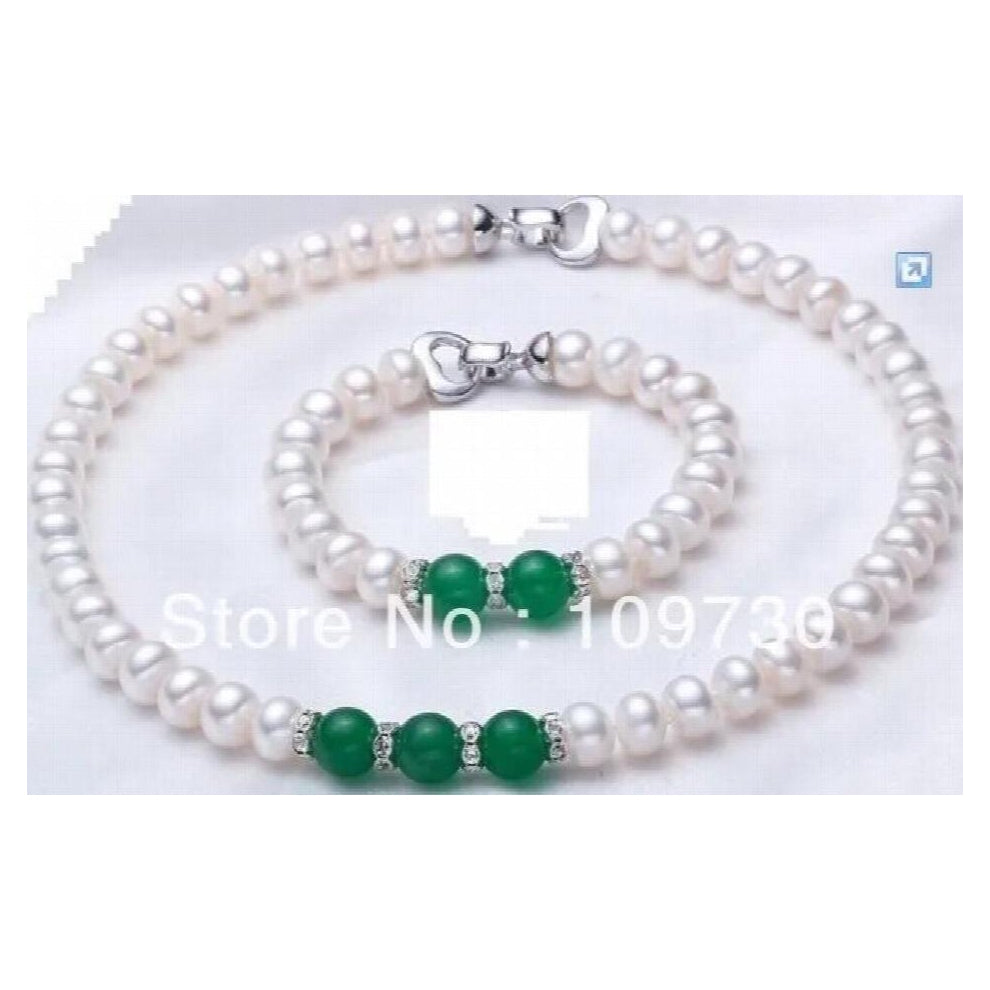 Jewelry Natural 9-10mm AAA+ pearl& necklace-bracelet sets(