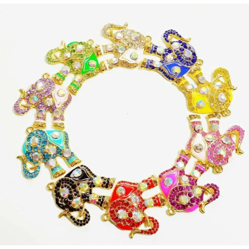 10pcs Colorful Rhinestone Elephant Charms Gift for Women DIY Jewelry Necklace&Bracelets accessories