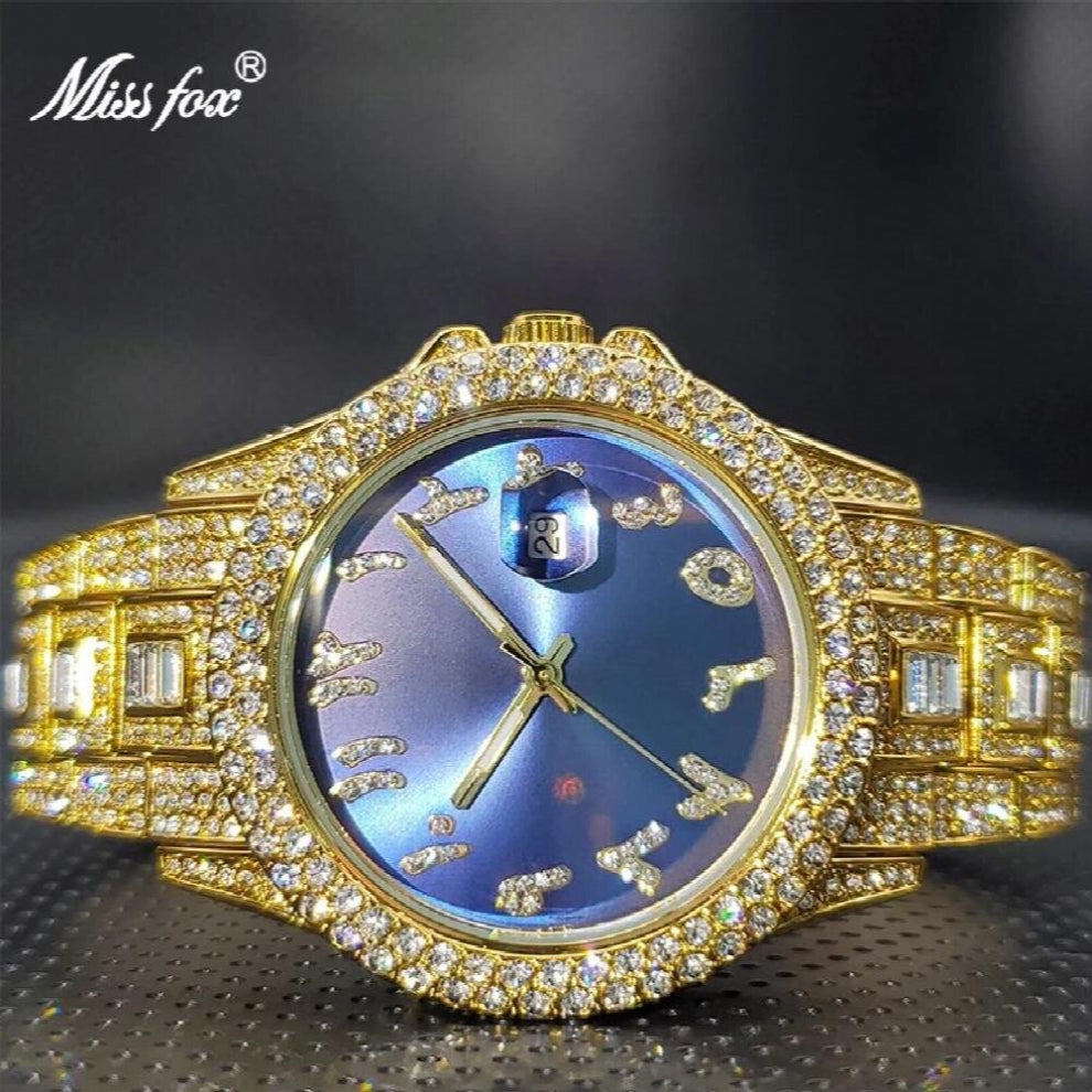 Red Watch For Couple 18K Casual Dresses Jewelry Quartz Wristwatch with Full Square Diamond Bracelet Diving Calendar Watches