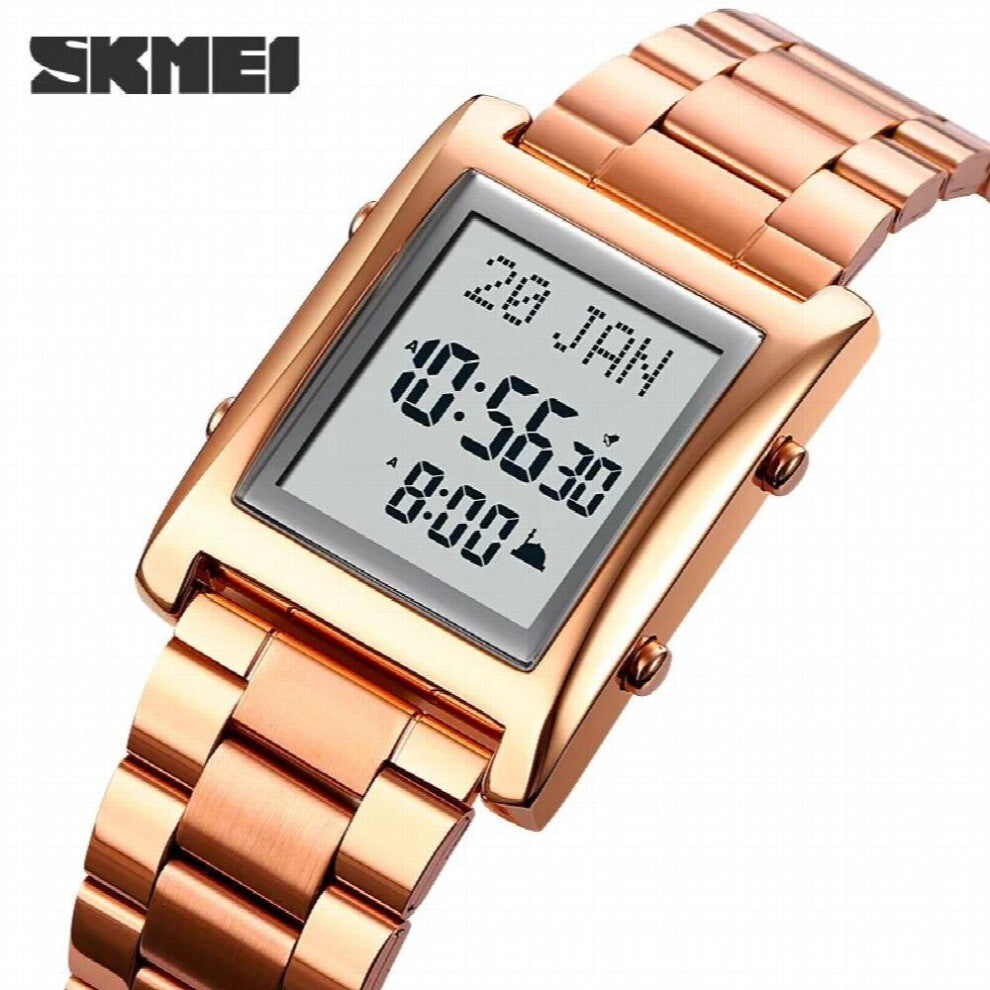 ??SKMEI Muslim Digital Watch for Prayer Qibla Compass Hijri Calendar Quran Bookmark City Backlight Men Azan Watches Islamic