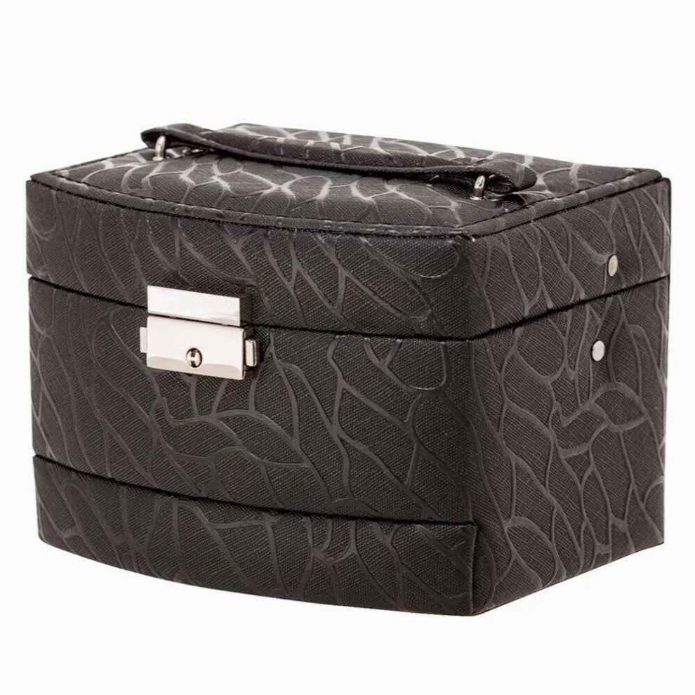 Womens Jewelry Storage Box 3 Layers Necklace Glass Grain Semi-automatic Storage Container