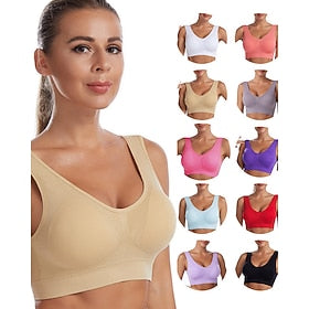 soutien-gorge de sport antichoc pour femme soutien léger bralette grande taille coussin amovible nylon spandex yoga fitness gym entraînement 10 couleurs respir