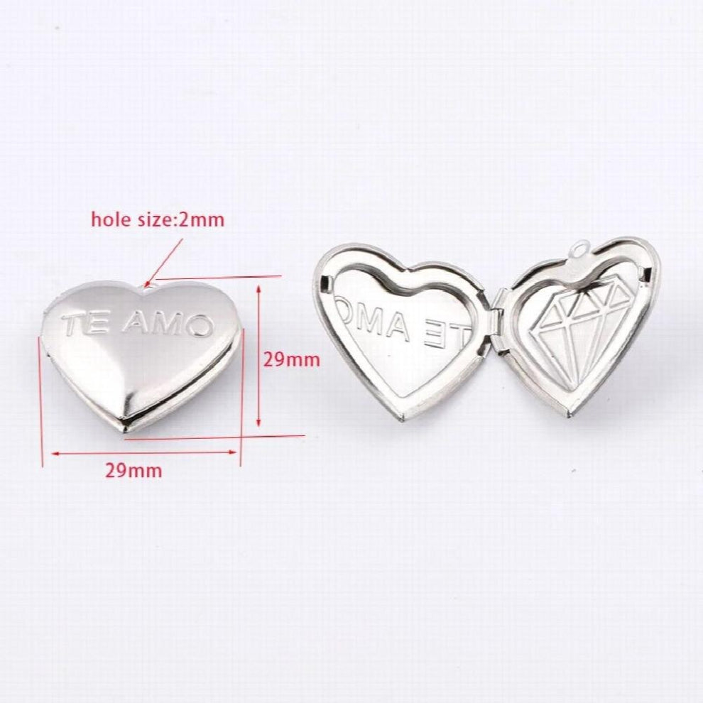 Fnixtar Stainless Steel Love Hearts DIY Photo Frame Locket Pendants for Girlfriend DIY Memories Jewelry Gift 29*29mm20Pcs-Lot