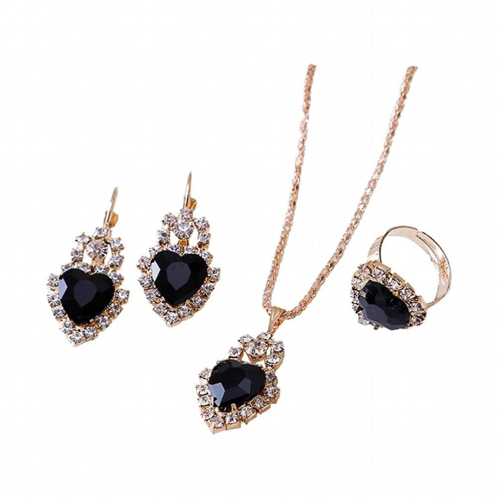 Three Piece Vintage Gem Jewelry Set Women Jewelry Sets Antique Earrings+necklace+ring Pendant Necklace Sets 3pc