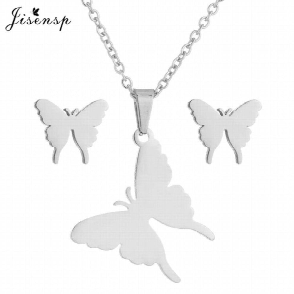 Jisensp Unique Skull Stainless Steel Jewelry Sets Vintage Gothic Skeleton Chokers Neckalce Earrings for Women Kids Birthday Gift