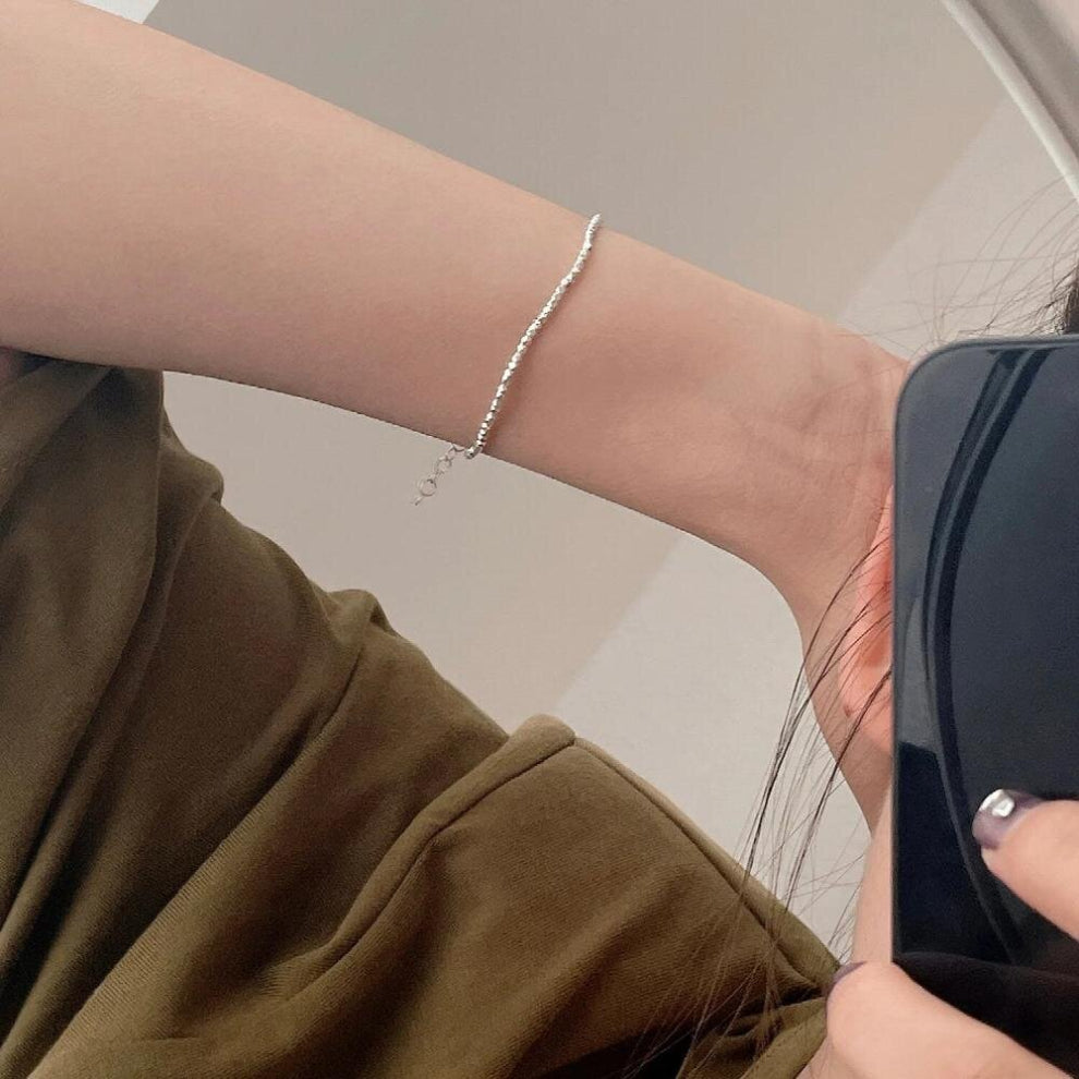 Delicate Ladies Silver Colour Metal Geometric Beaded Chokers Bracelets Necklaces for Women Jewelry