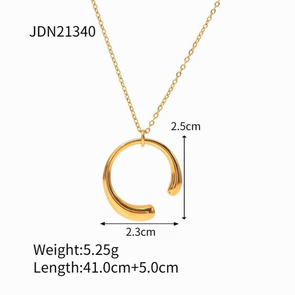Youthway Stainless Steel 18K PVD Plated Hoop Ring Necklace Set Waterproof Stylish Golden Jewelry Set