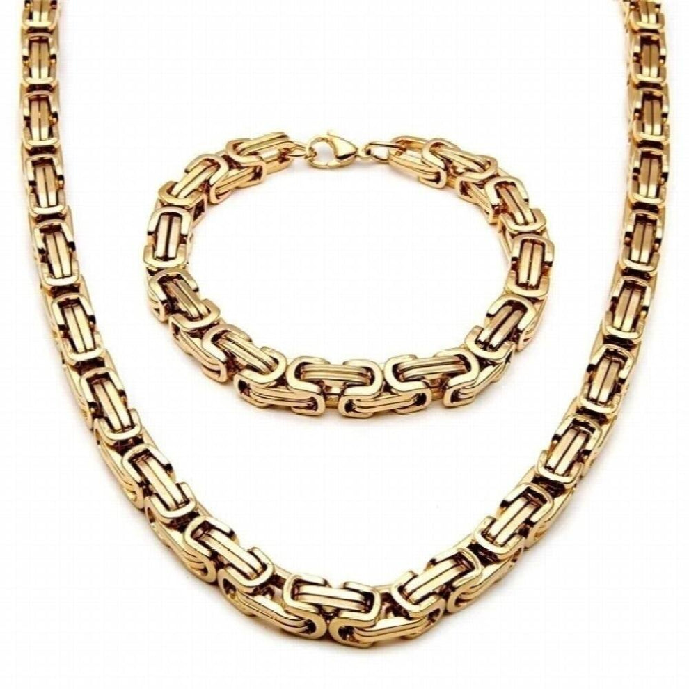 Rock Punk Stainless Steel Braided Chain Bracelet Necklace Sets for Men Street Rock Party Biker Jewelry