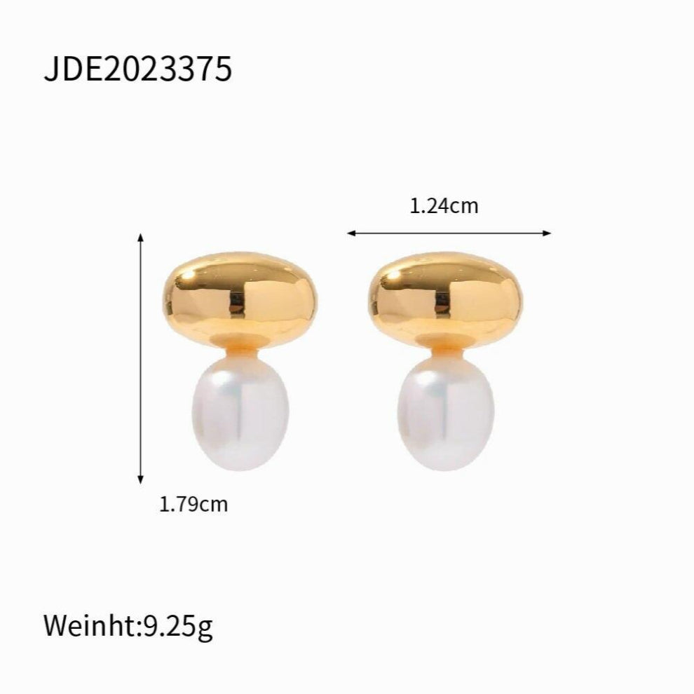 Youthway Vintage Pearls Jewelry Set 18K PVD Plated Texture Stud Earrings Charm Vintage Jewelry