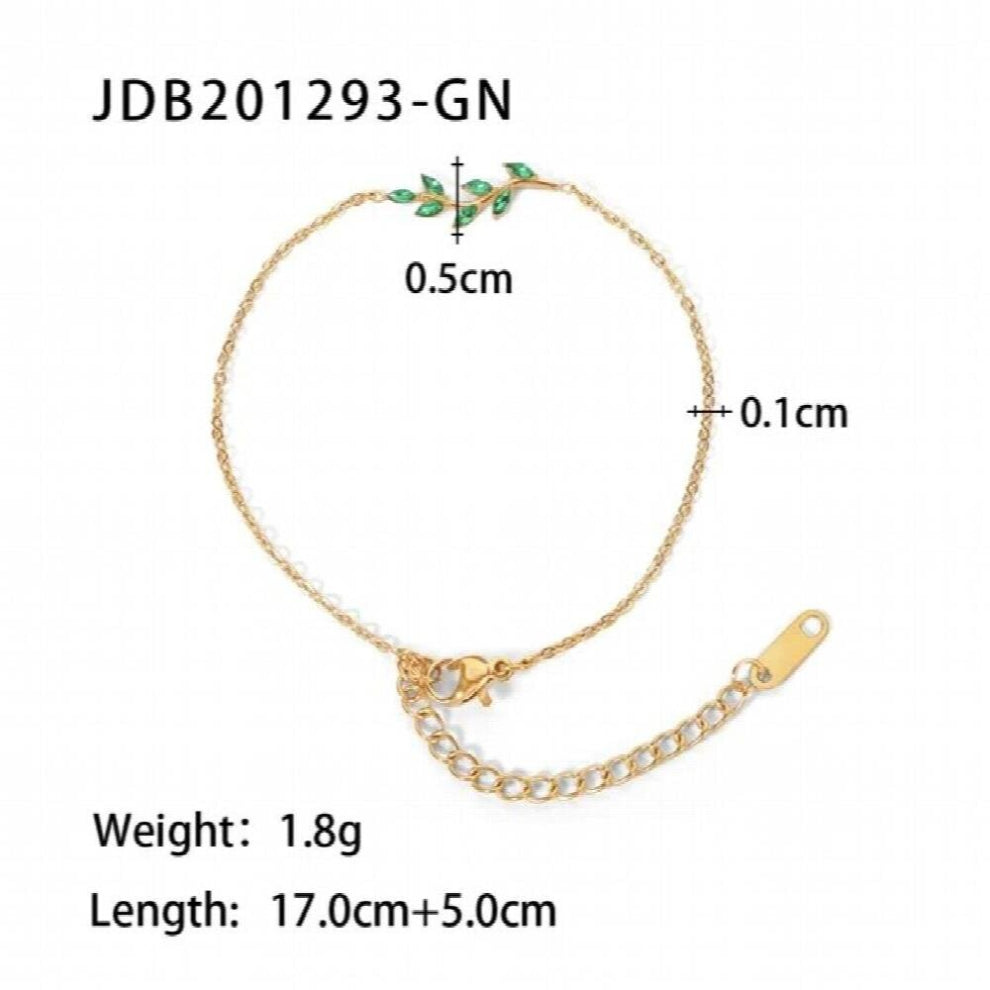 Youthway Leaf Pendants Delicate Thin Chain Bracelet Necklace Jewelry Set Stylish 18k Plated Jewelry Set Women
