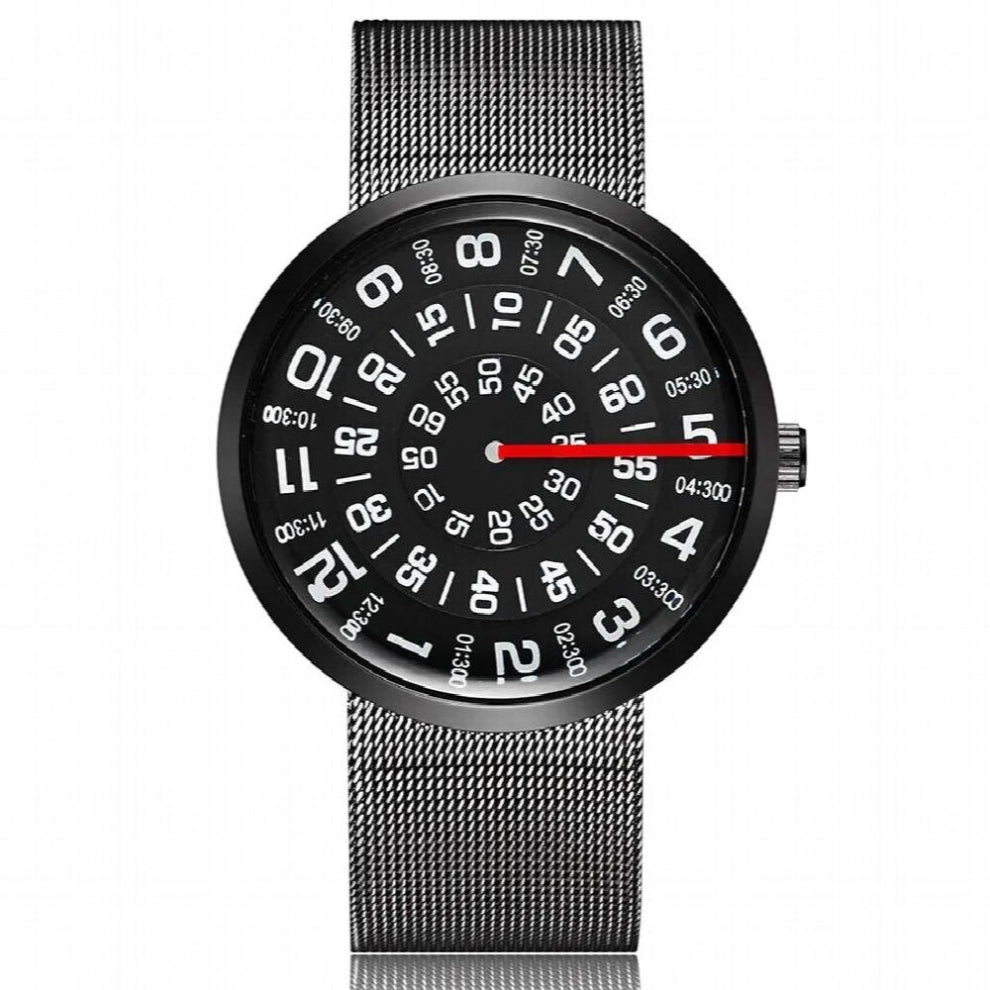 Couple Watch Men Women Turntable Dial Minimalist Wristwatch Casual Leather Steel Sport Male Clock for