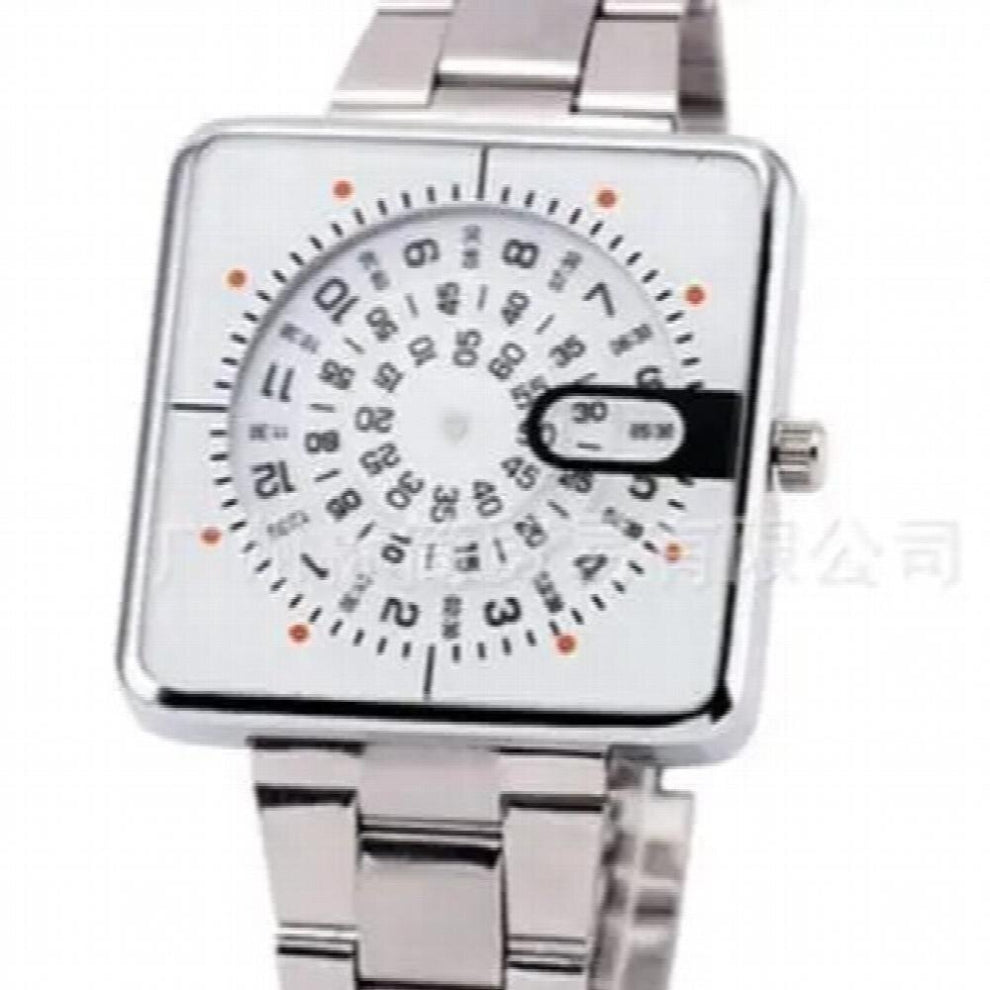 Square Dial Turntable Clocks Full Stainless Steel Band Men Sports Wirst Watch Casualreloj Relogio Masculino