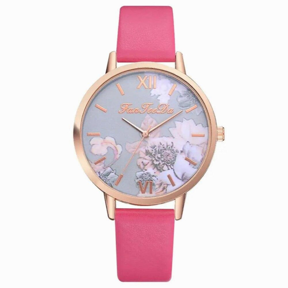 Retro Rose Flower Dial Ladies Watches Women Dress Watch Casual Woman Quartz Leather Clock