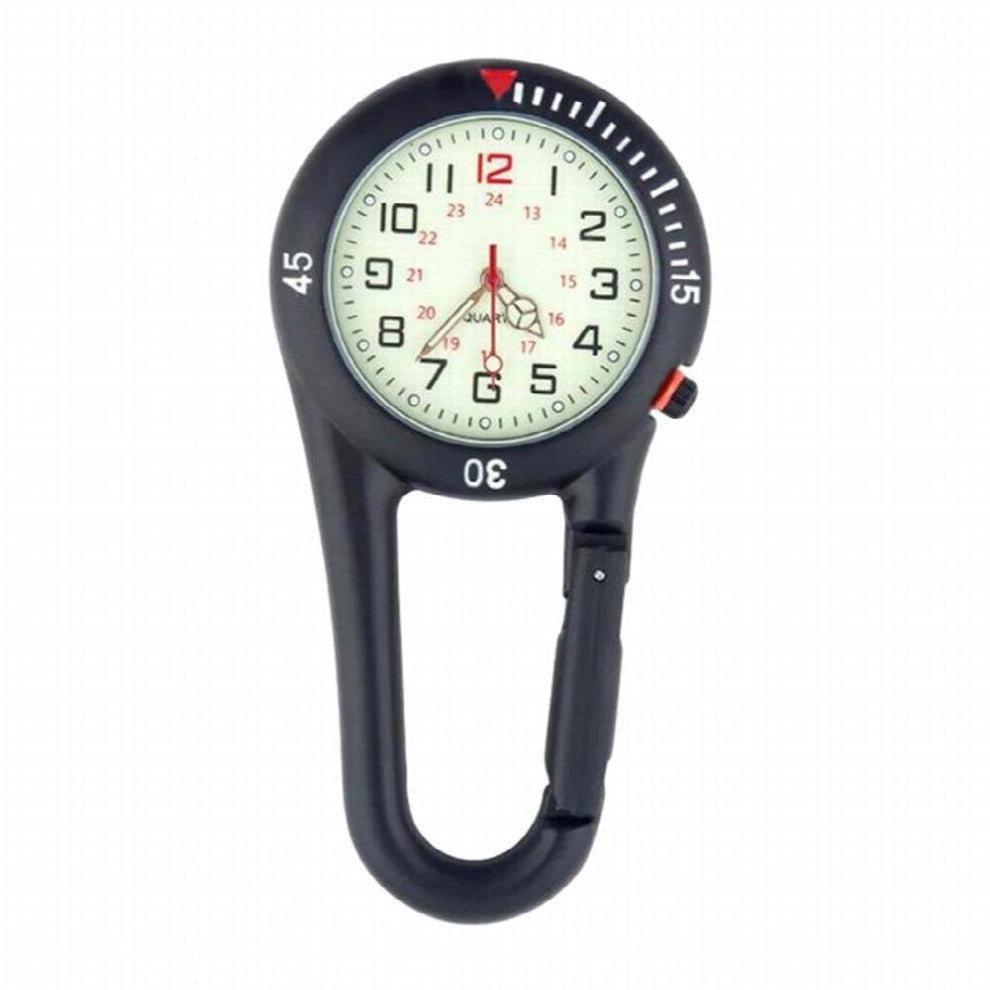 Portable Sport Carabiner Watch Clock Mini Dial Luminous Hands Quartz Watches Clip on Belt Pocket Fob Watch For Hikers Backpacker