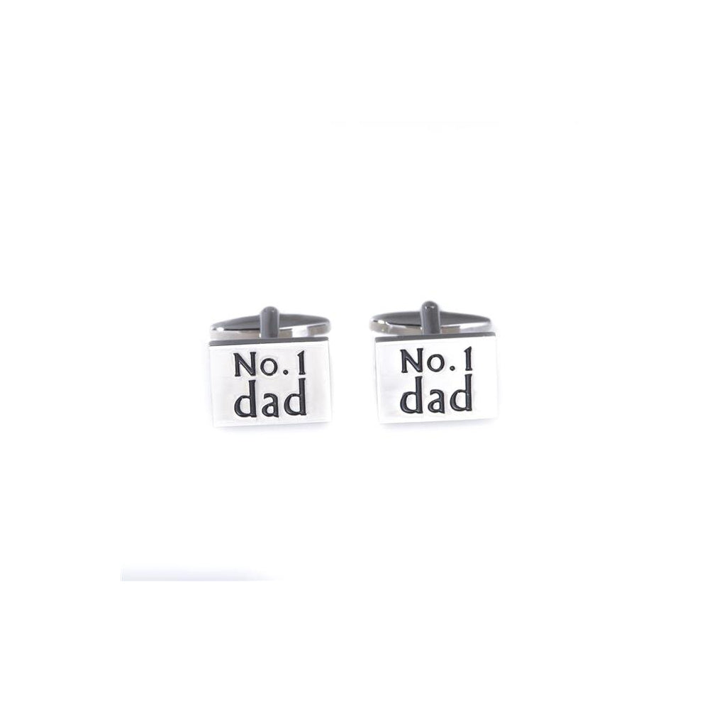 International  Rhodium Plated No.1 Dad Cufflinks, Silver