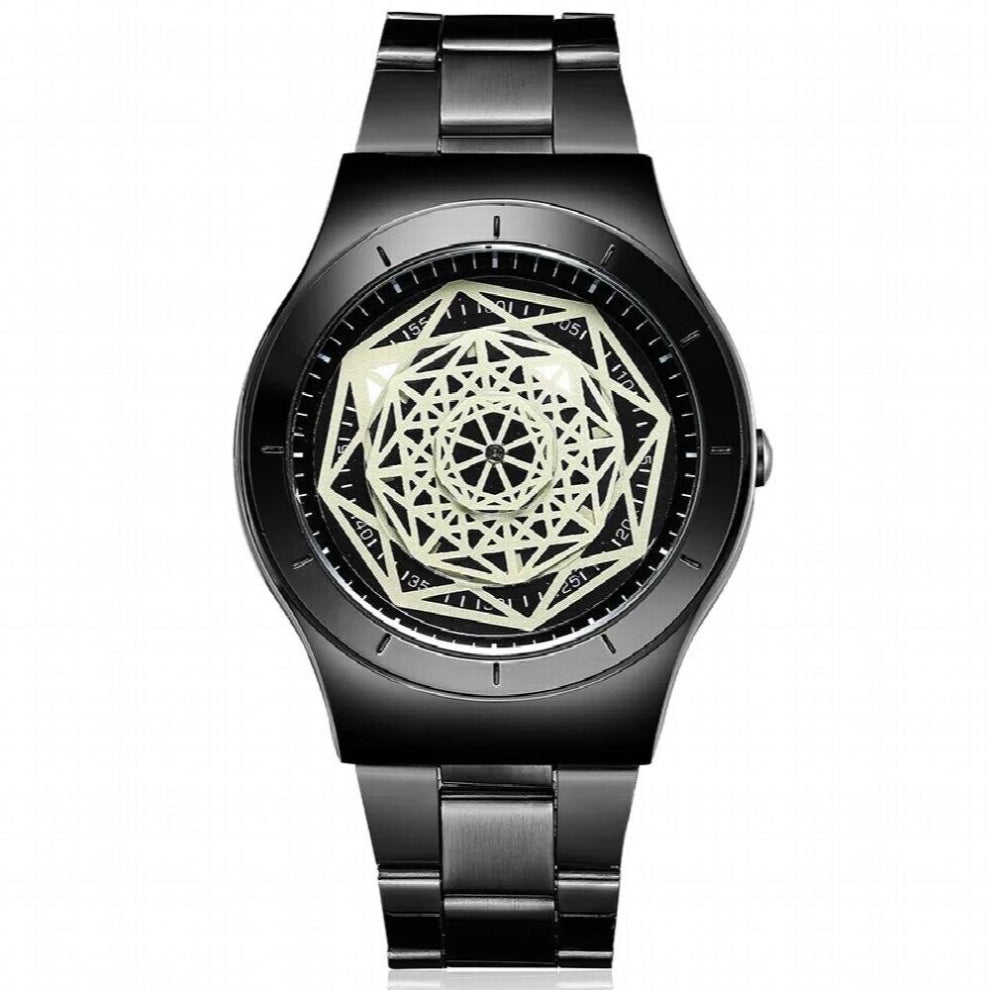 Geek Watches Men Minimalist Auto Turbine Turntable Dial Quartz Watch Clock Creative Dial Male Steel Wristwatch Relogio Masculino