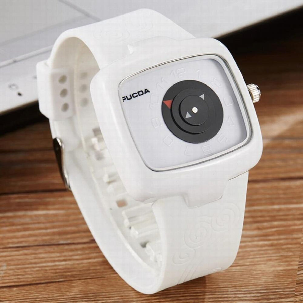 Men Watch Turntable Style & Square Dial Quartz Man Wristwatch Male Silicone Rubber Strap Watches Reloj