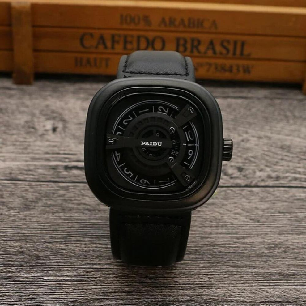 UTHAI BK47 Punk Style Square Turntable Boys Watch Mens Turntable Watch Wild Belt Quartz Watch