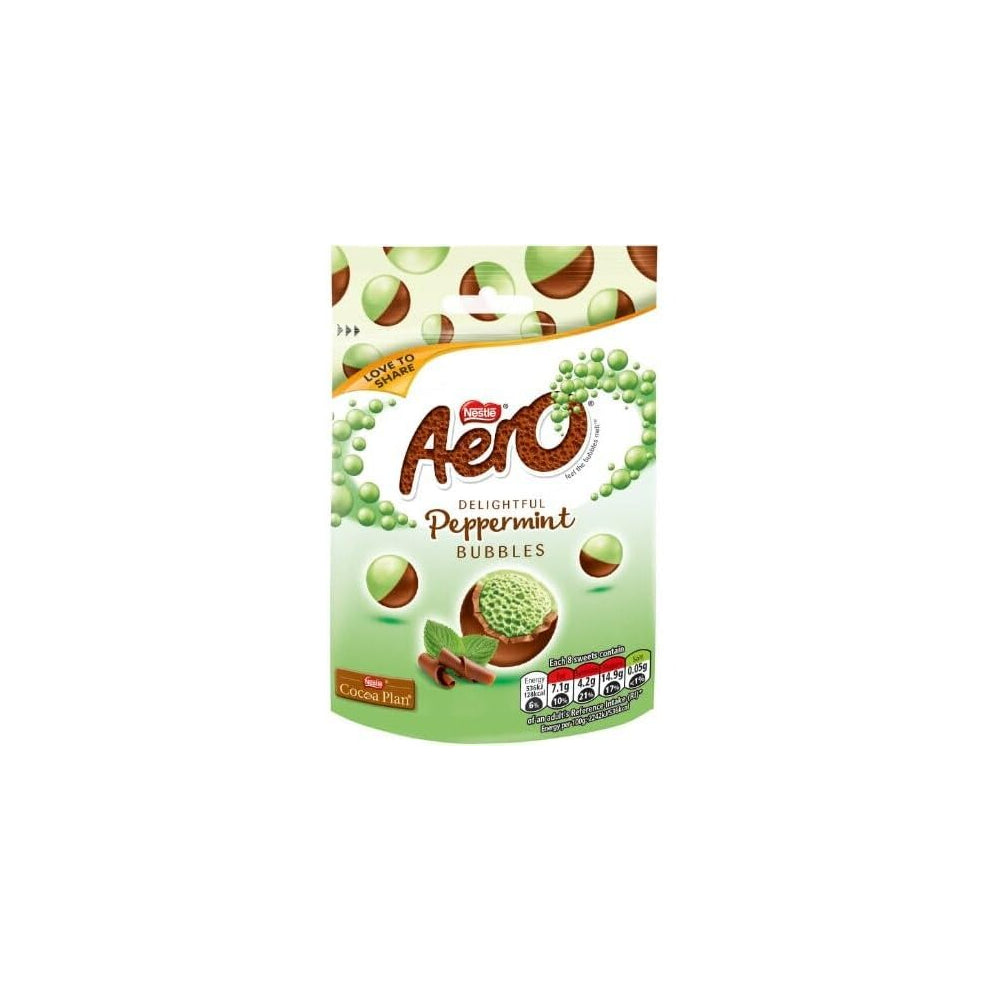 ( Pack Of 6) Aero Bubbles Peppermint Mint Chocolate Bag 80g