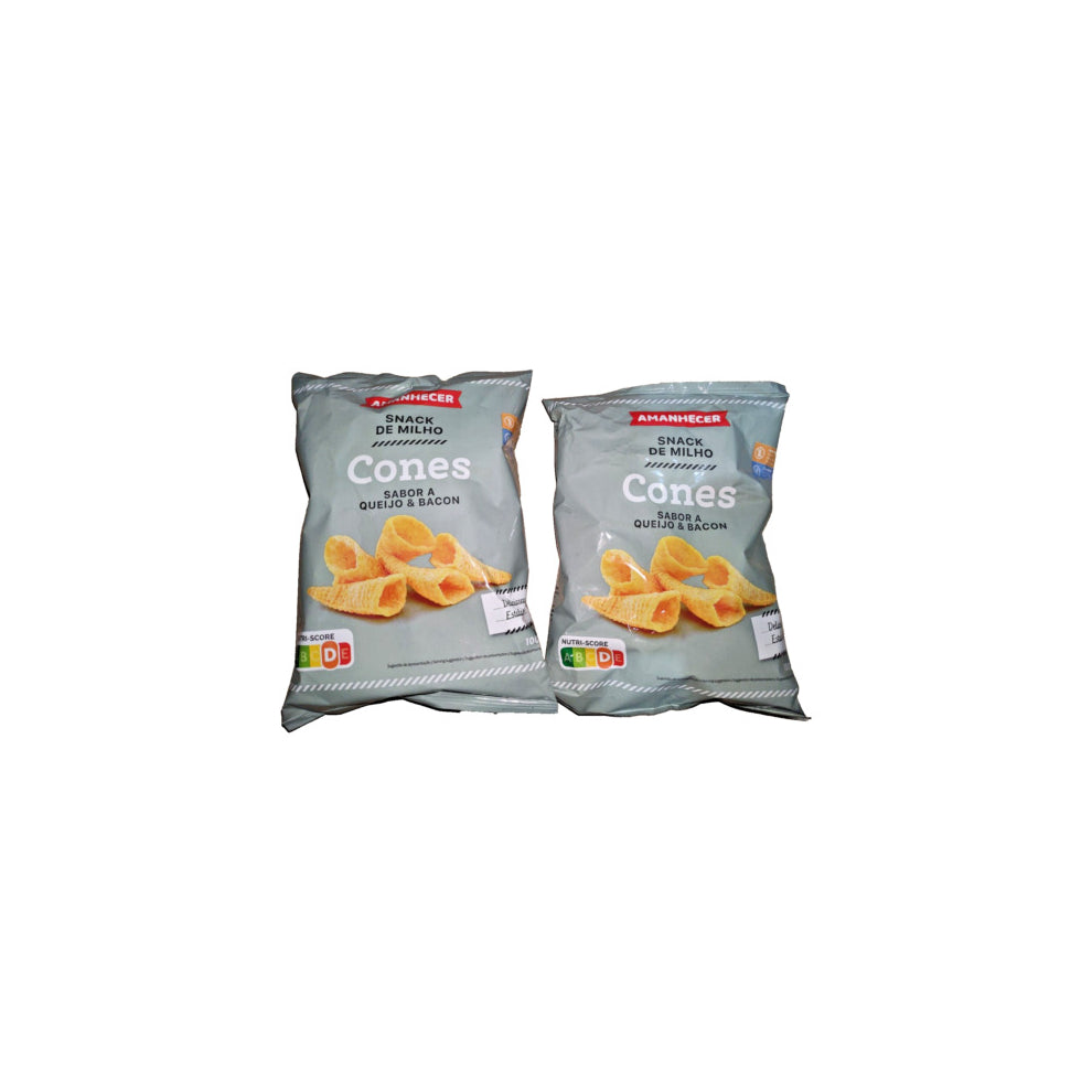 Chips Crispy Corn Snacks Cones Cheese and Bacon Flavor 2 x 100g