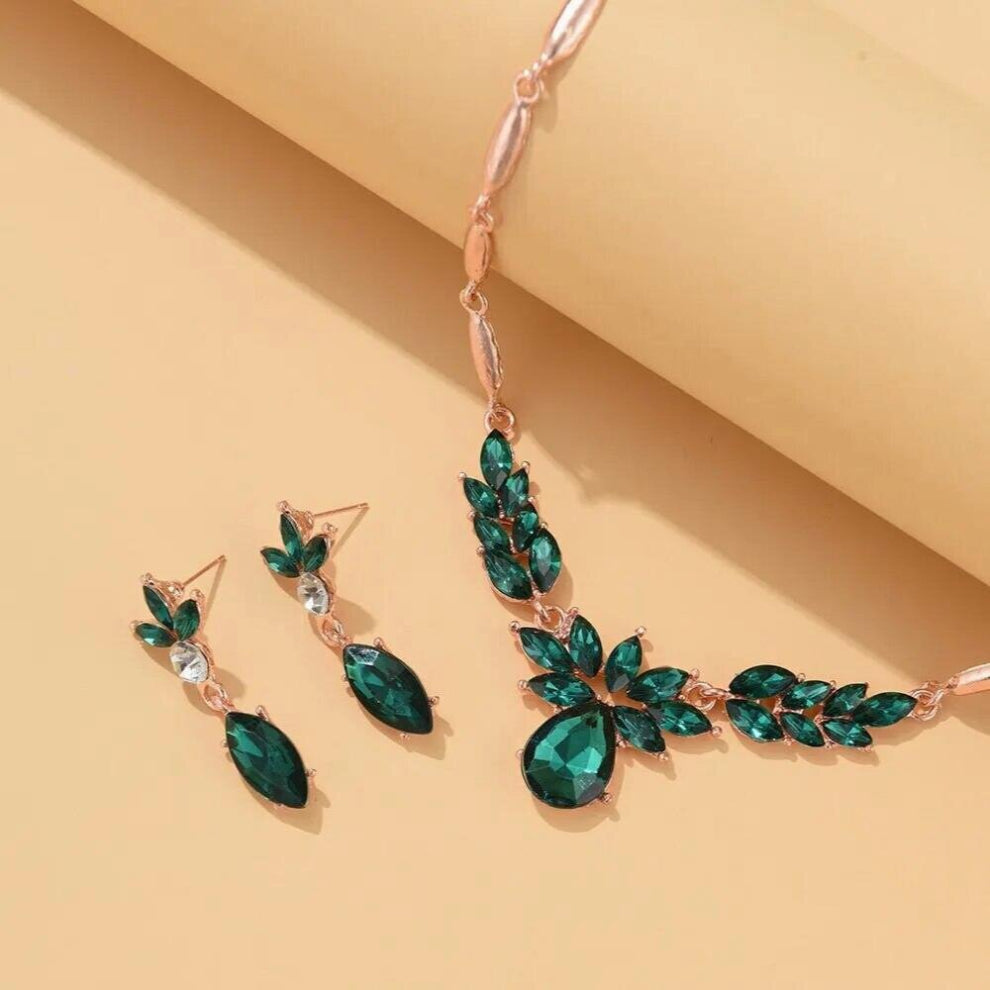 Set Crystal Necklace&Earrings Two Pieces Jewelry Sets For Women Party Jewellery Female Accessory Gift