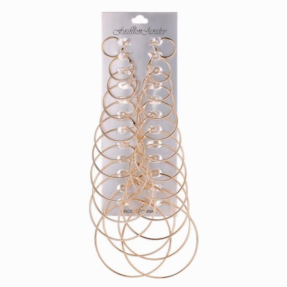 12 Pairs Hoops Crystal Earrings Set For Women Punk Exaggerated Metal Hoop Earrings Set Female Jewelry