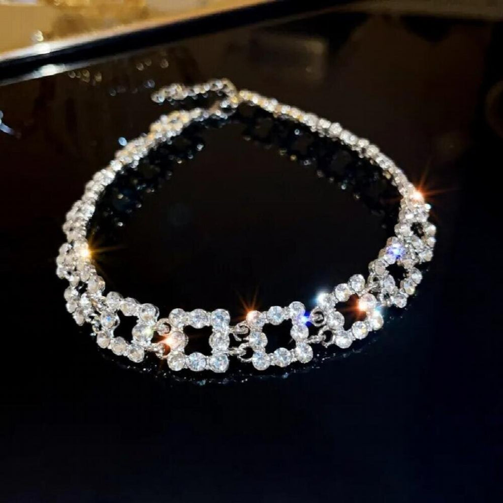 Geometric Crystal Chokers Necklaces For Women Sqaure Short Necklaces Ladies Neck Jewelry For Party Banquet