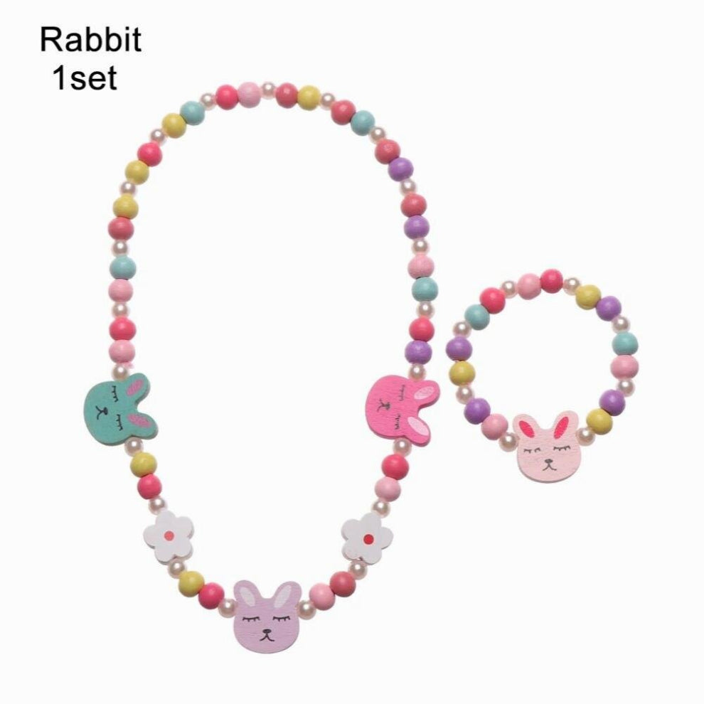 Girls Beads Toys Necklace Bracelet Butterflies Flowers Baby Necklace Accessories Princess Kids Birthday