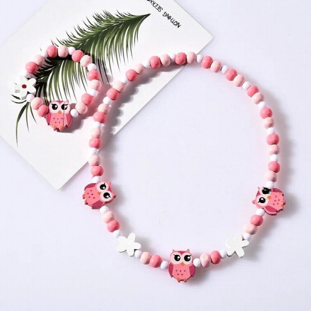 Girl Beads Toys Necklace+Bracelet Butterflies Flowers Baby Necklace Accessories Princess Children Birthday