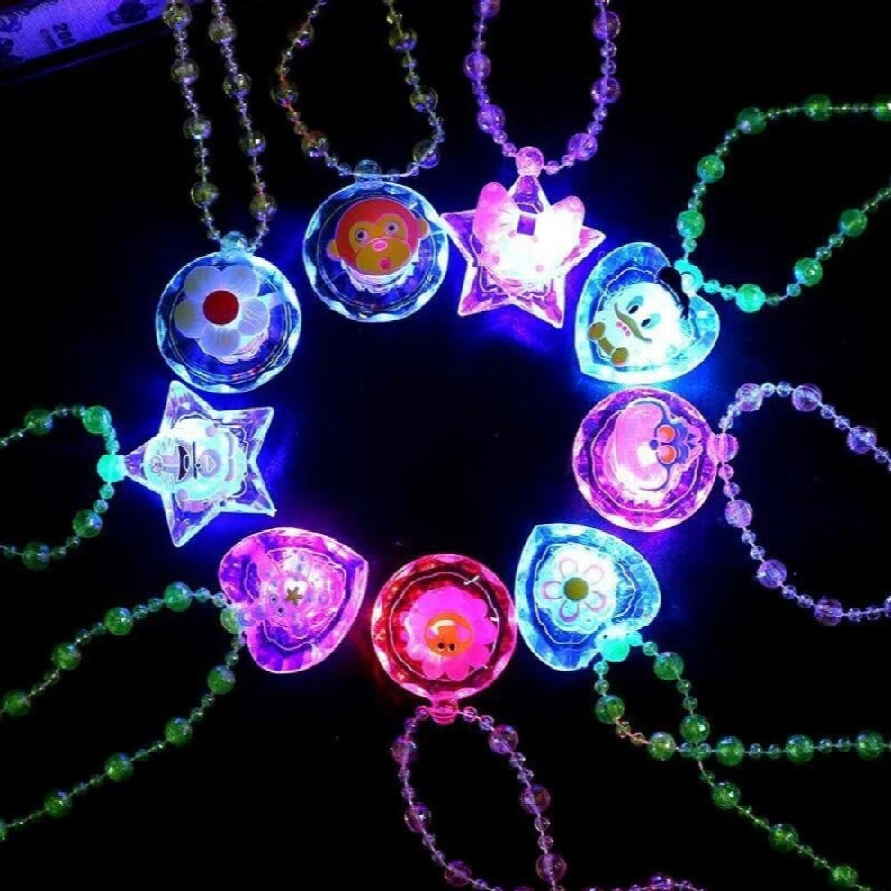 Children Luminous Necklace Toys Colorful Glitter Acrylic Princess Necklace Party Costume Decoration Birthday Gift