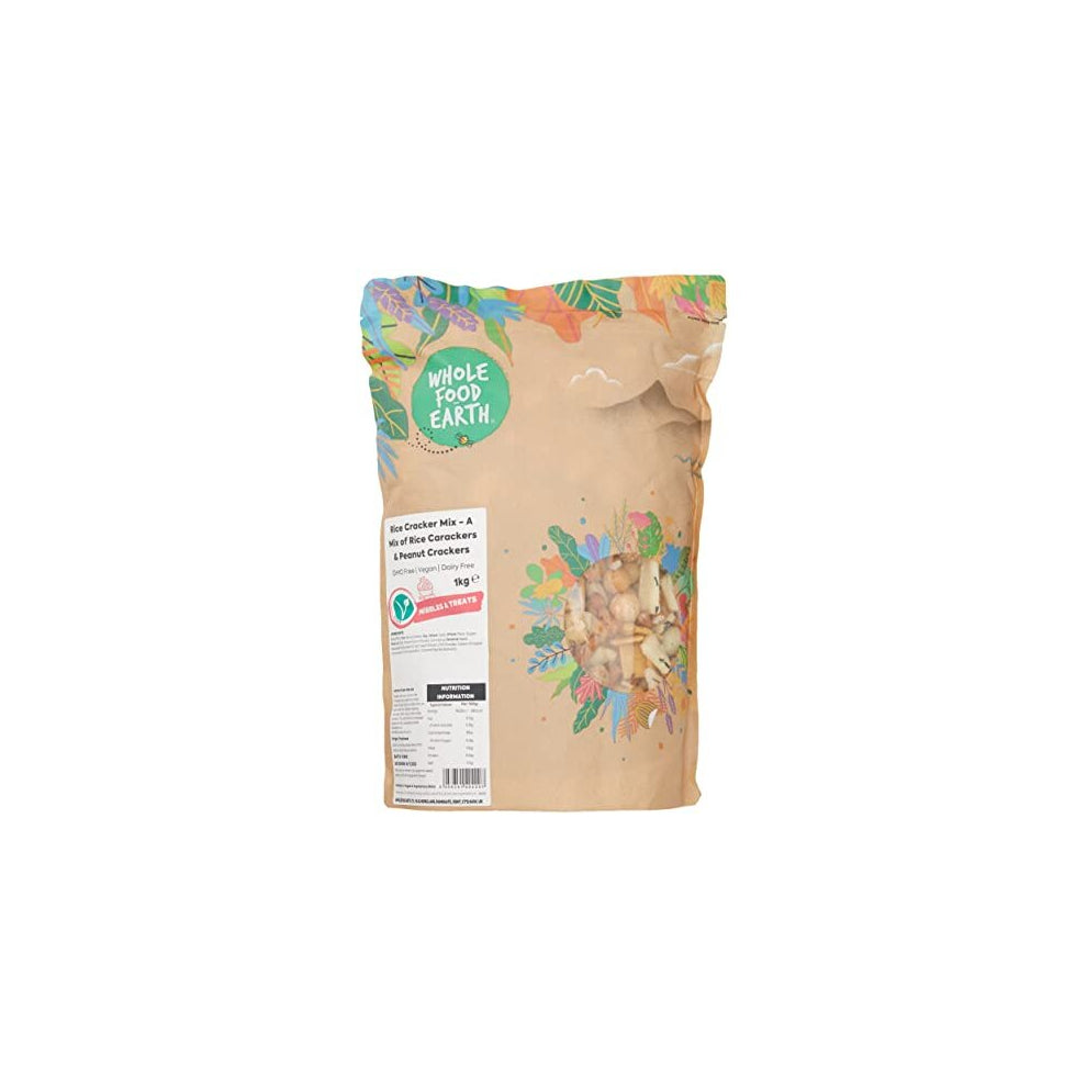 Wholefood Earth - Rice Cracker Mix - A Mix of Rice Carackers and Peanut Crackers 1 kg | GMO Free | Vegan | Dairy Free