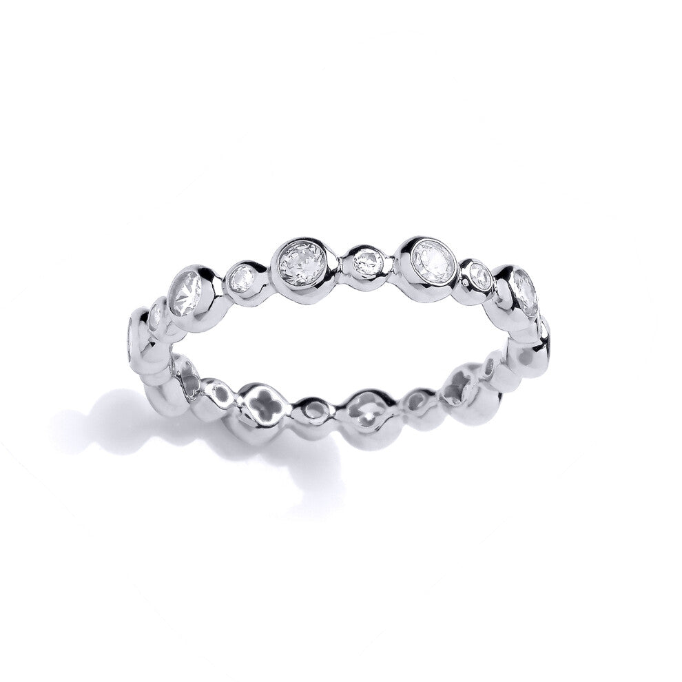 (M) Jewelco London Ladies Sterling Silver Bubble Raindrop Band Ring - GVR972
