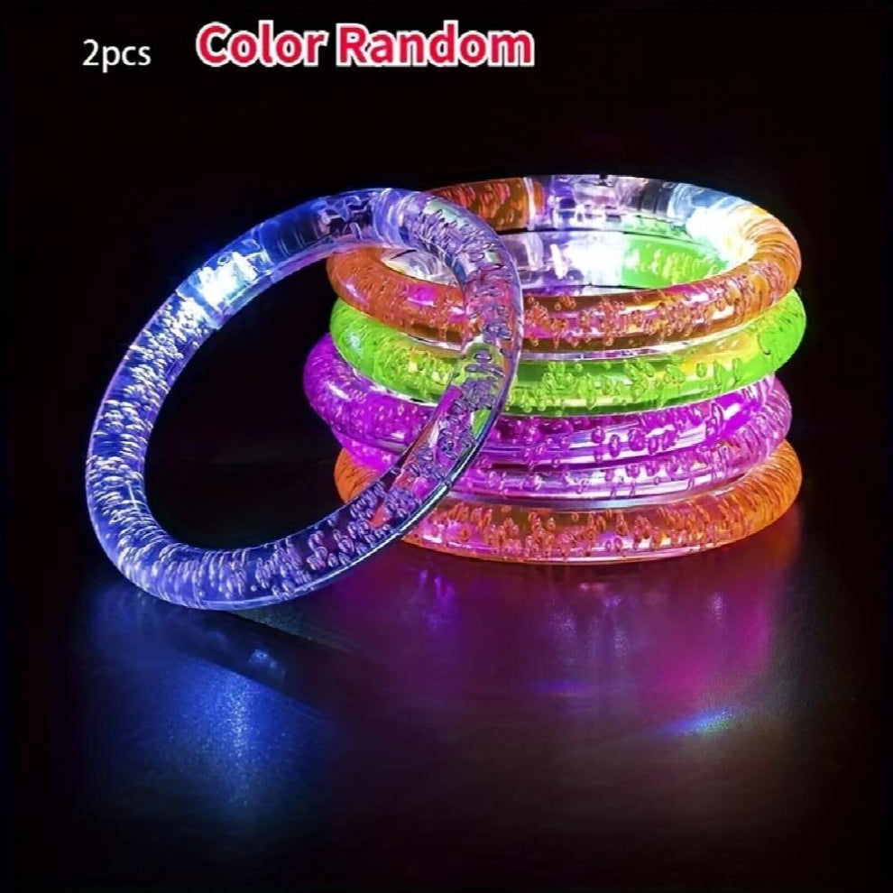 LED Glitter Bubble Bangle Glowing Bracelet Acrylic Toy Halloween Performance Bar Props
