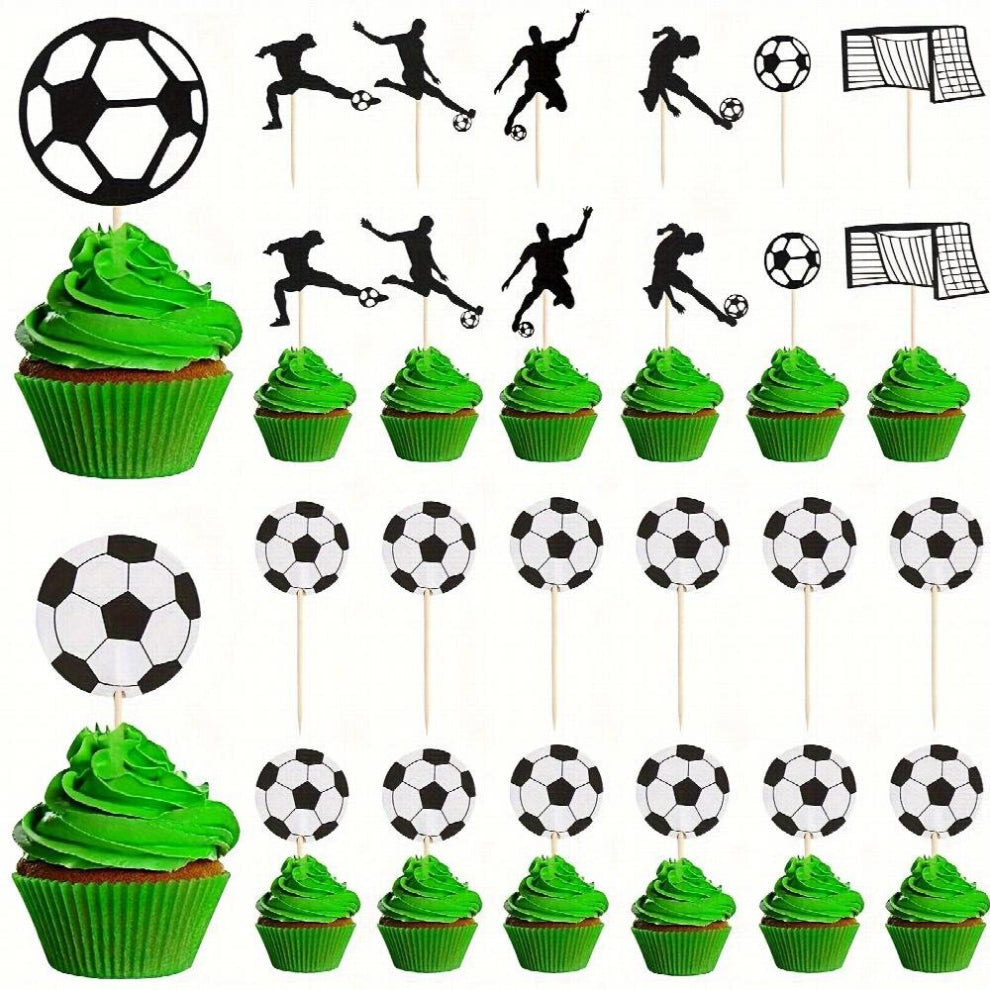 Cartoon Birthday Party Football Set Props DIY Football Cake Inserts Football Basket Cake Inserts Suitable For Birthday Cake Decoration And More