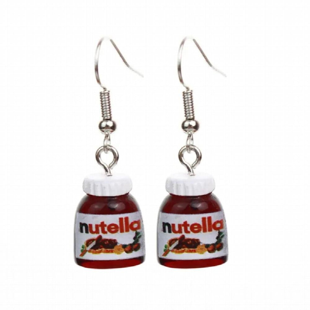 2pcs Creative Peanut Butter Chocolate Sauce 3D Resin Earrings Female Simulation Food Earrings