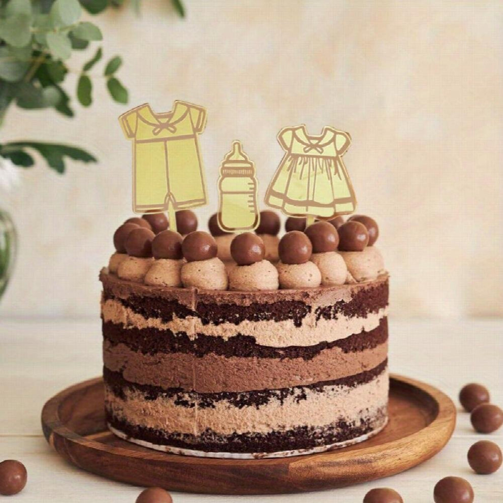 Party Cake Baking Decoration Baby Clothes Bottle Skirt Cake Insert Cake Decoration Birthday Cake Insert Tag Dessert Table Decoration