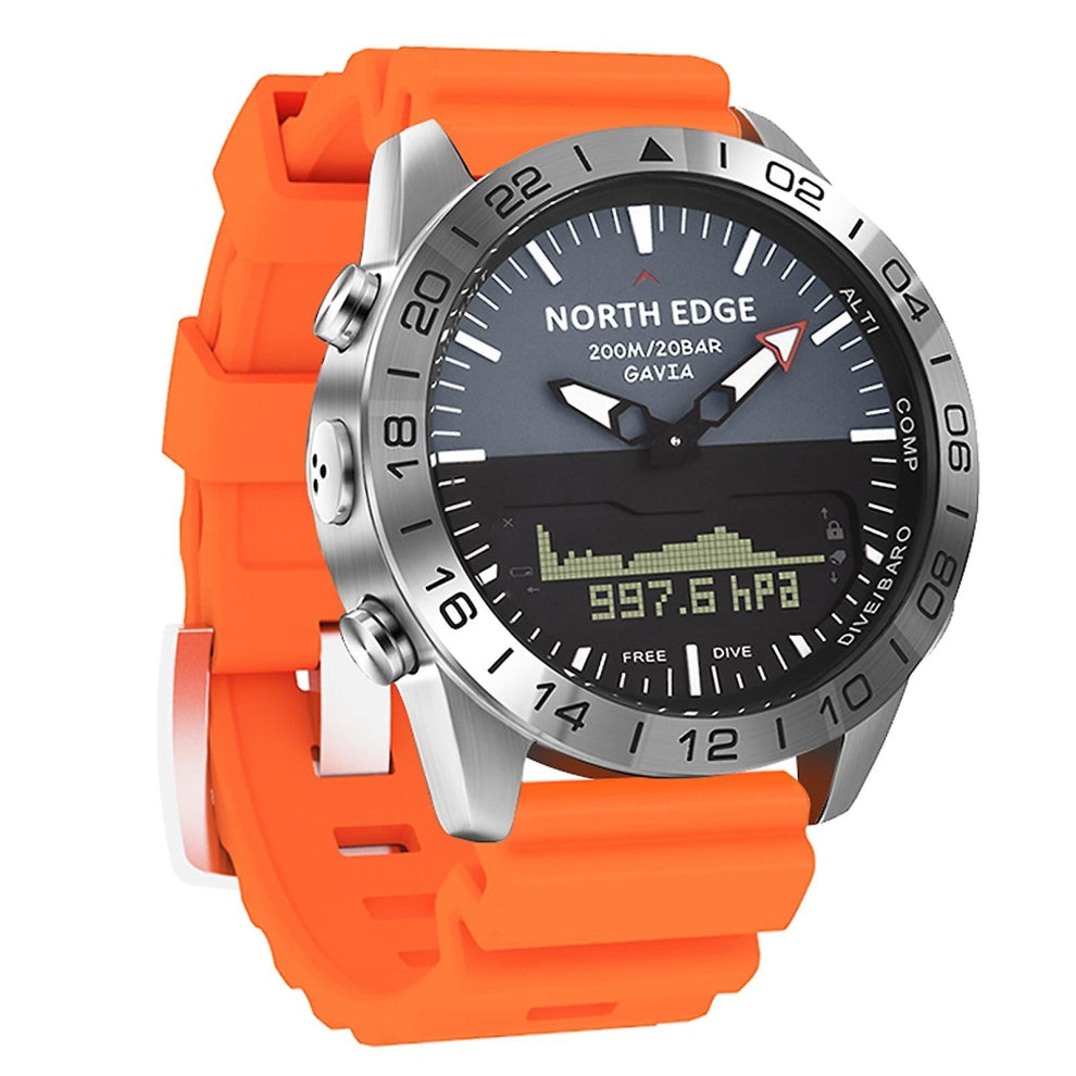 Men Sports Digital Analog Watch Diving Watch Steel Business Wrist Watch Altimeter Compass 200m Waterproof With Silicone Strap