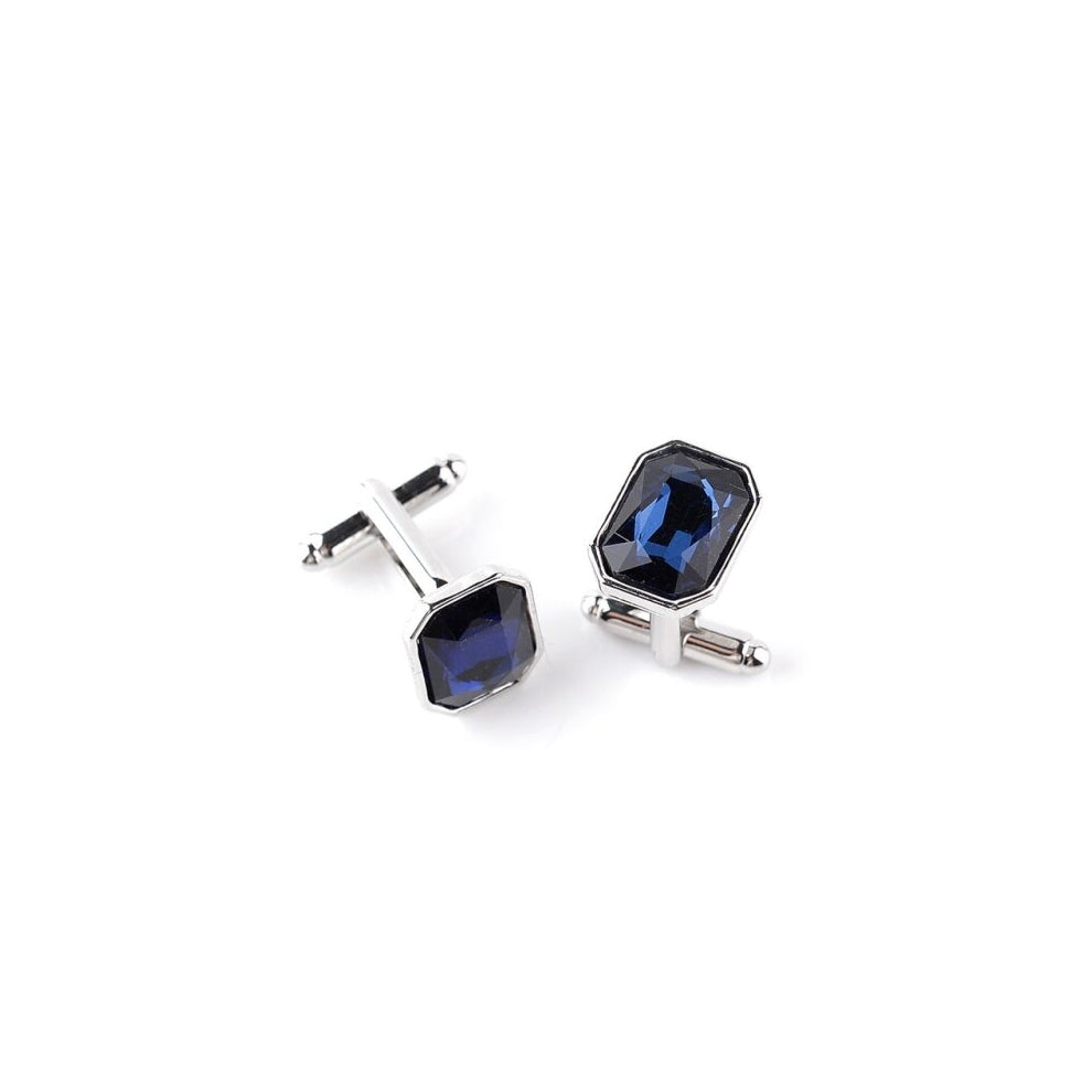 3Pair Fashion Diamond-encrusted Cufflinks(Dark blue)
