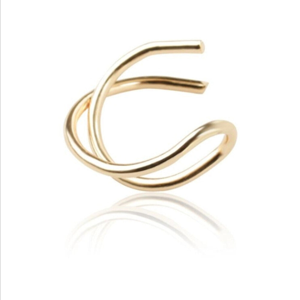 8 PCS No Pierced Ear Clip Cross Shape Clip Women Earrings(Gold)