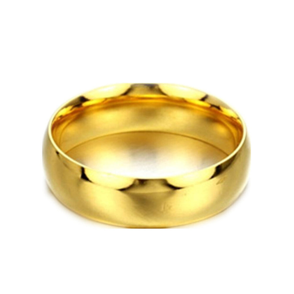 2 Pcs Glossy Couple Titanium Steel Ring, Male Type (Color:Gold Size:7)