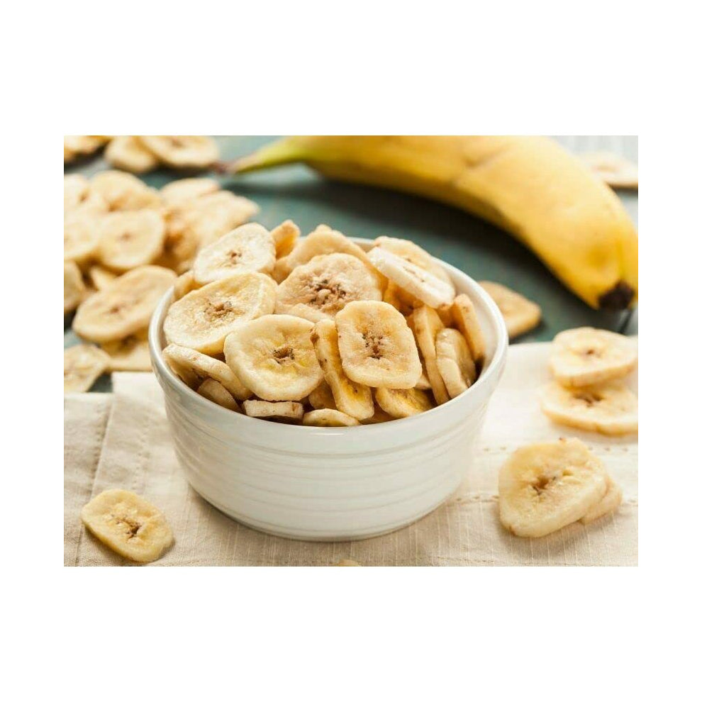 Banana Chips 1kg – Dried Banana Slices Natural Fruit Crispy Sweet Sweetened Crunchy Snack Dehydrated Dry – Ready to Eat - Large Bulk Bag – Vegan