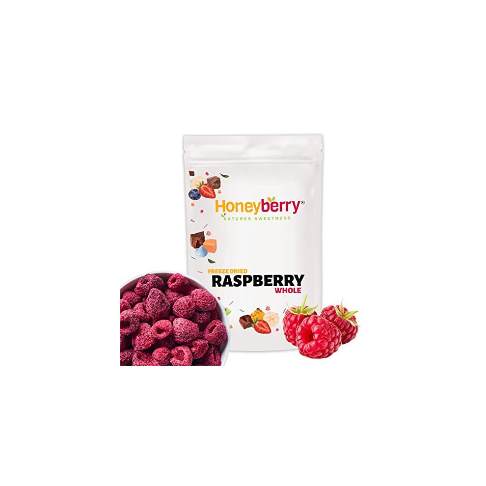 Freeze Dried Raspberry Whole 100g - 100% Natural Freeze Dried Fruits - Dry Raspberries Perfect for Baking, Cake Decorations, Keto Snack, Cocktail