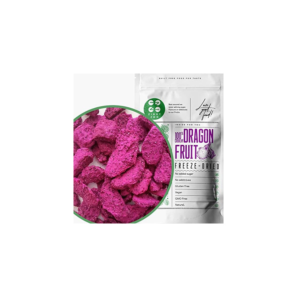 Freeze Dried Red Dragon Fruit | 100% Natural Raw Unsweetened Pink Pitaya Pieces | Freeze Dried Fruit Red Pitahaya | Make Smoothie Powder or Snacking |