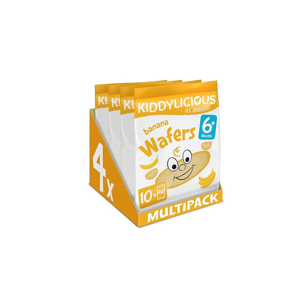 Banana Wafers - Gluten and Dairy Free Kids Snack - Suitable for 6+ Months - 4 x 10 Twin Packs