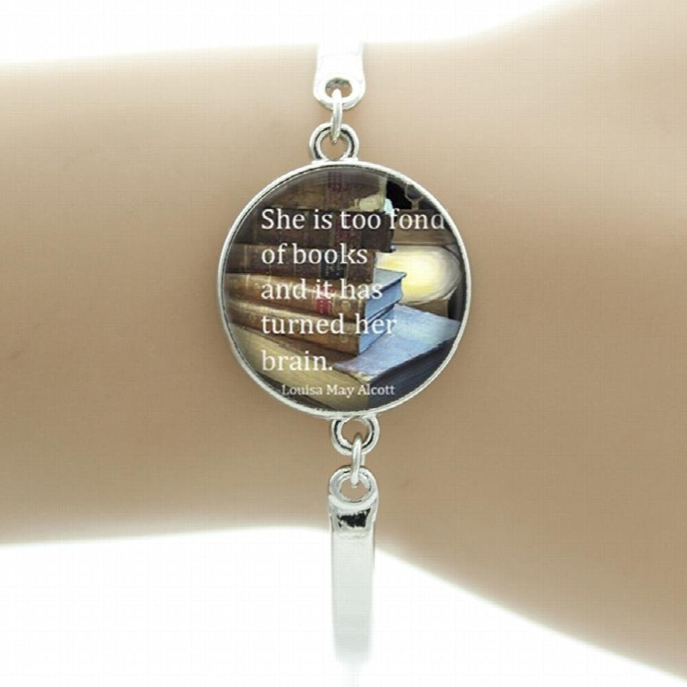 Vintage Bracelet Librarian Gift Writer Teacher Book Nerd Pendant Preppy Books Pattern Zinc Alloy Bracelets