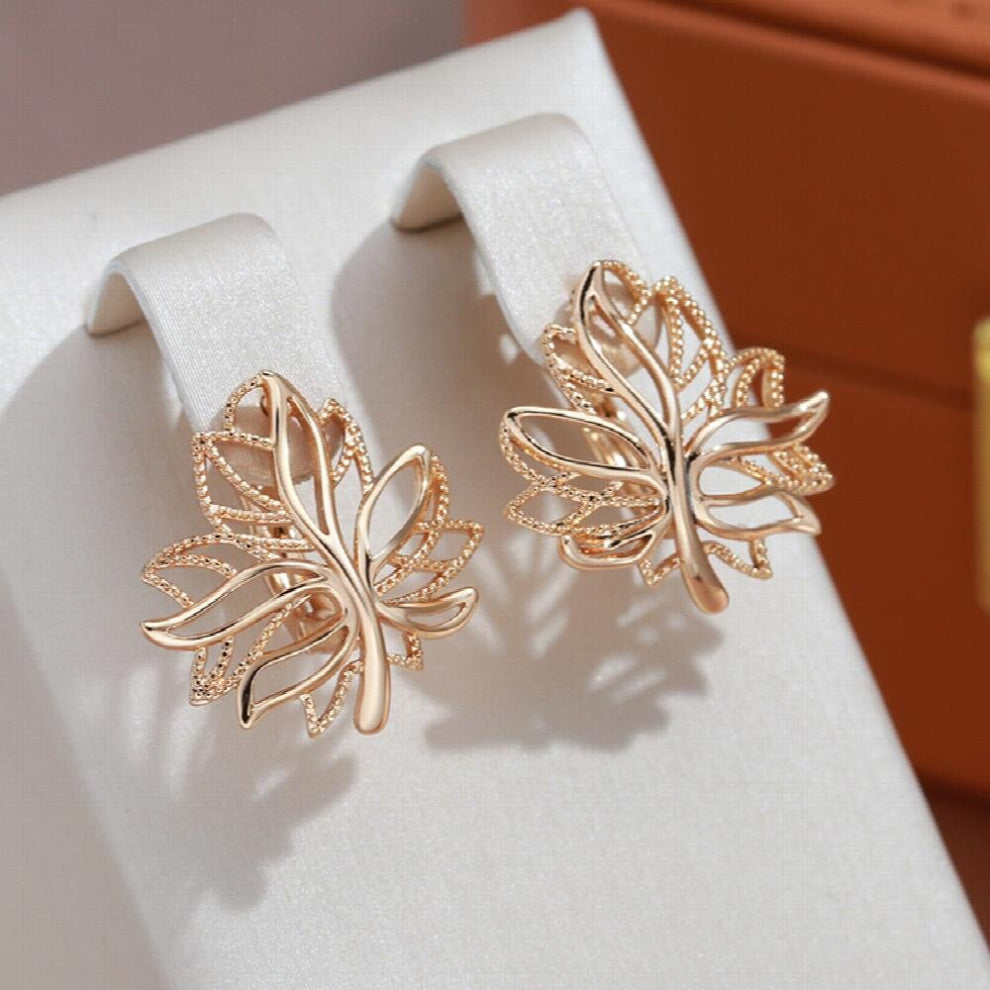 1 Pair Glossy Hollow Clip Earrings Golden Life Tree Bling Hoops Wedding Earrings For Women Golden Jewelry Christmas Gift