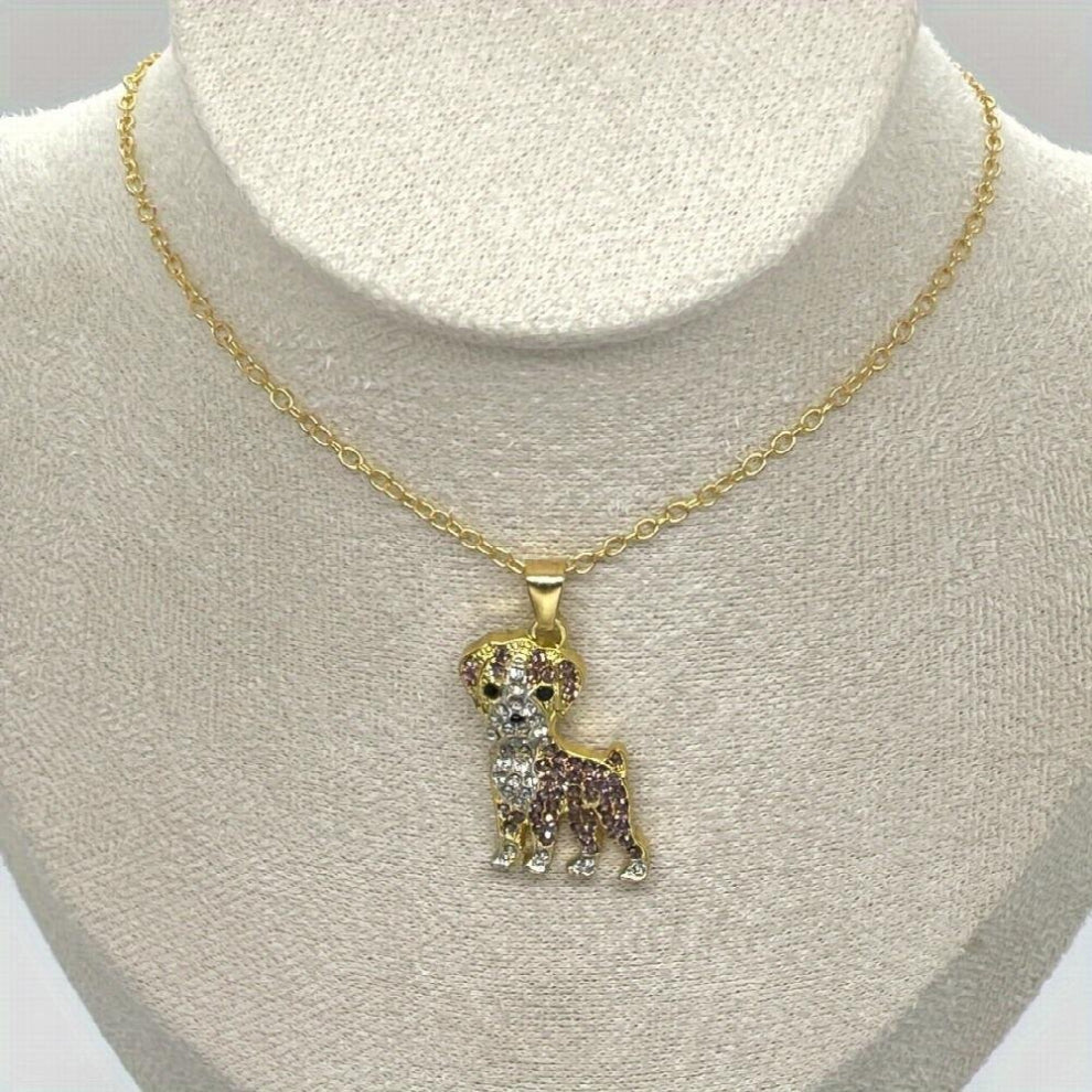 Boxing Dog Rhinestone Pendant Necklace Fashionable Ladies Pet Dog Animal Jewelry Accessory Pet Memorial Gift For Dog