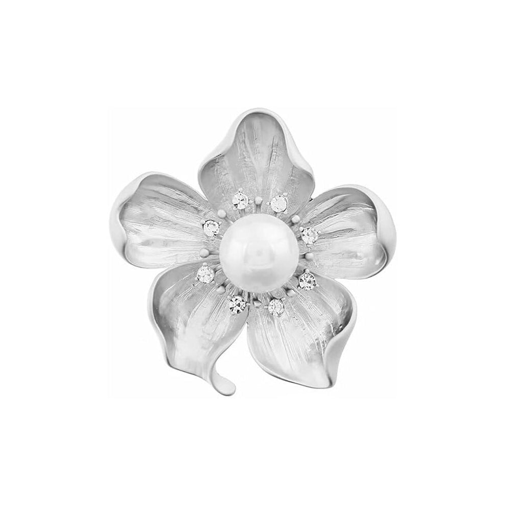 Yellow Flower White Faux Pearl Brooch Layered Flower Pin Women's Dress Set Cardigan Safety Pin Metal Flower Decoration Mother's Day Christmas Gift