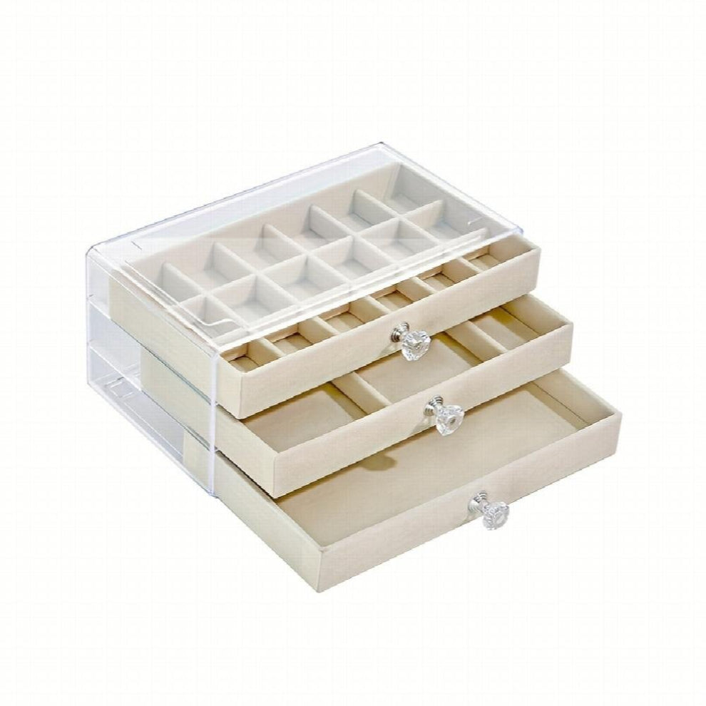 1PC Transparent Jewelry Box Earring Ring Storage Box Drawer Style Necklace Bracelet Jewelry Box Household Moisture proof Jewelry Box Bedroom Dorm Acce